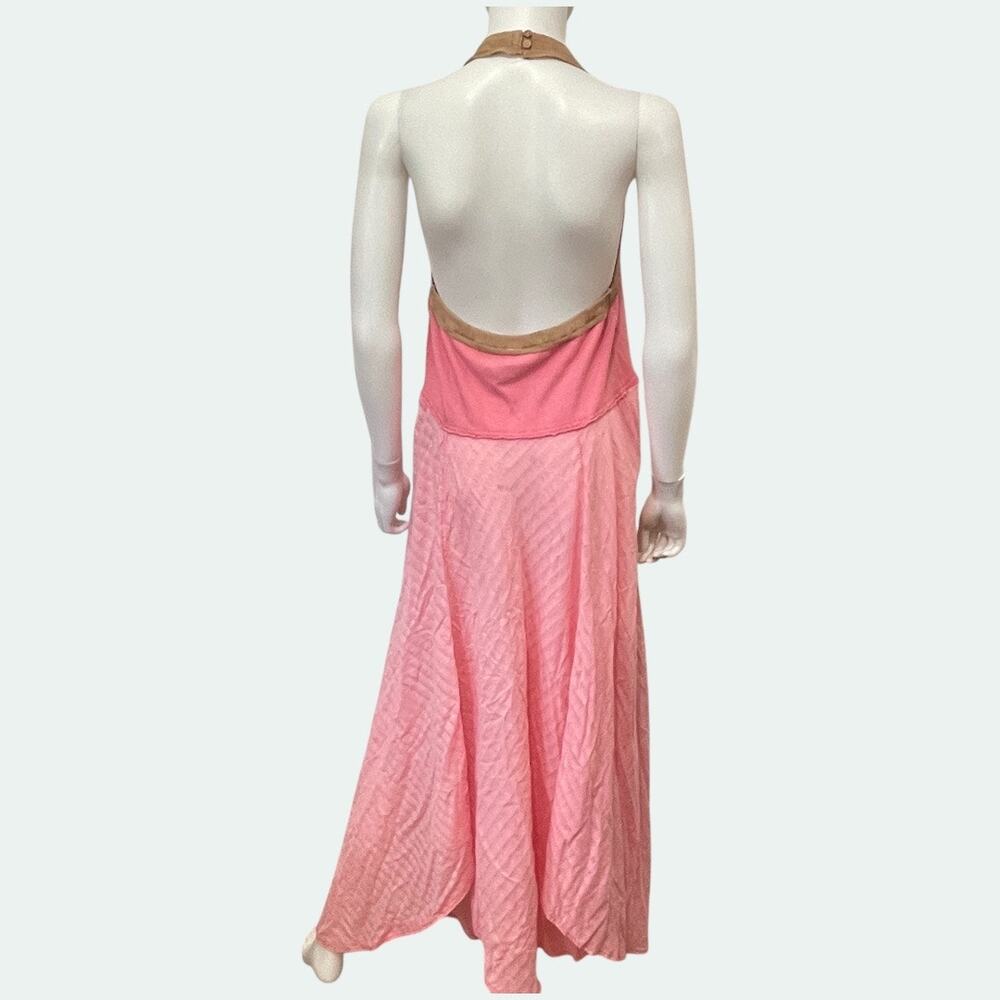 Free People Surfs Up Maxi Dress Womens Large Flamingo Pink Halter Open Back NWT - Picture 14 of 16